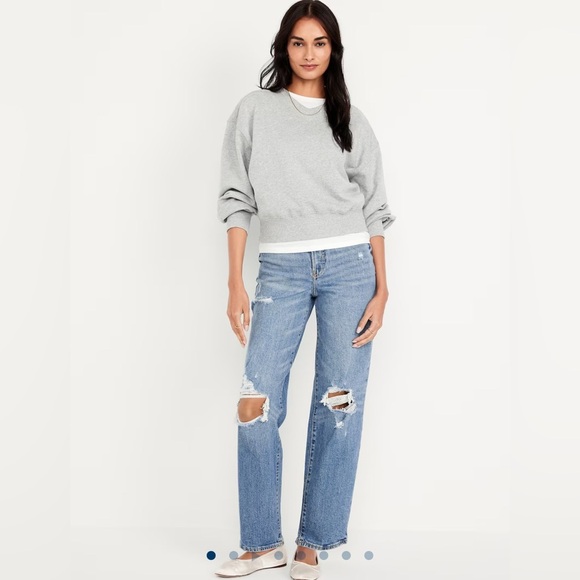 🆕 Old Navy High Rise O.G. Loose Straight leg Distressed Denim Jeans SZ 4 - Picture 1 of 8